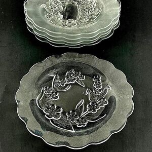 KIG Vintage Indonesia Frosted Floral Dessert Plates
